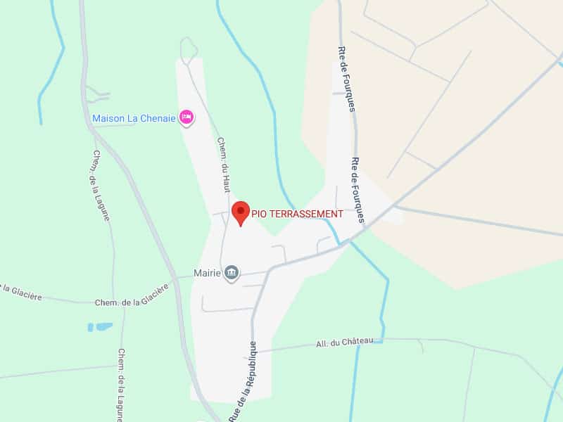 PIO TERRASSEMENT : Localisation Carte Mairie Carte indiquant l'emplacement de PIO TERRASSEMENT près de la Mairie, à côté du Chem. du Haut et de la Rte de Fourques.